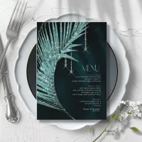 Jewel Palm Leaf Wedding Teal ID830  Menu