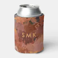 Modern Chic Terracotta Rust Brown Monogram Can Cooler