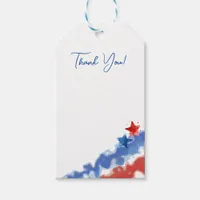 Abstract Watercolor Stripes and Stars, 4th of July Gift Tags