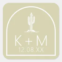 Desert Vibes Wedding Cactus Motif Sage ID1019 Square Sticker