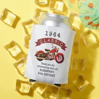 Any Age Vintage Classic Motorcycle Biker Birthday Can Cooler