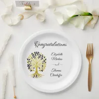 Golden Tree of Life Timeless Sophisticated Elegant Paper Plates