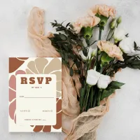 Terracotta Retro Groovy Boho Chic Floral Wedding  RSVP Card