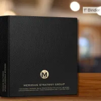 Monogrammed Black Leather Print 3 Ring Binder