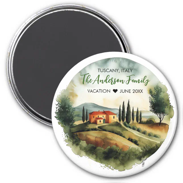 Watercolor Illustration of Tuscany Italy Magnet