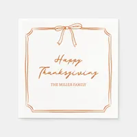 Elegant Thanksgiving Burnt Orange Simple Chic  Bow Napkins