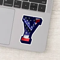 Monogram Y American Flag Letter Y Initial USA Sticker