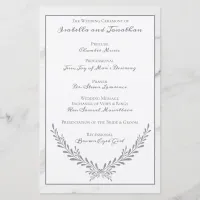 Elegant Marble and Wreath Wedding Program