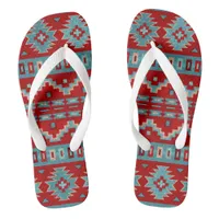 Southwest Mesas Turquoise & Red Flip Flops