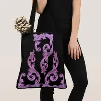 Goth Pink and Black Elegant Design Tote Bag