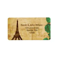 emerald green eiffel tower Paris address labels