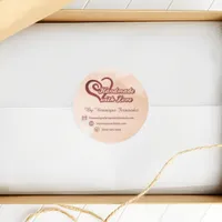 Handmade with love Business Beige & Wine Red Heart Classic Round Sticker