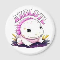 Pink and White Axolotl  Magnet