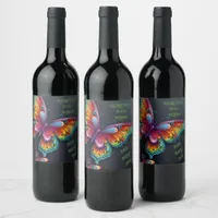 Whimsical Butterfly Romance Wedding Invitation Wine Label