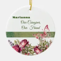 Pink Cottage Floral Caregiver Round Ornament