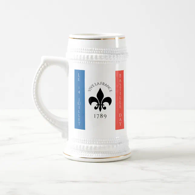 Bastille Day Fleur-de-Lis Tricolore France Flag Beer Stein