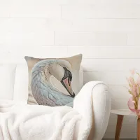 *~* White Swan  SC1 Detailed Feathers Throw Pillow