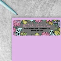 Whimsical Flowers and Leaves Return Address Label