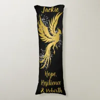 Glam Gold Phoenix Silver Glitter Monogram Black | Body Pillow