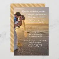 Bride & Groom on Sunset Beach Wedding Invitation