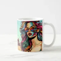 Fractured Art | Abstract Woman at Beach Coffee Mug