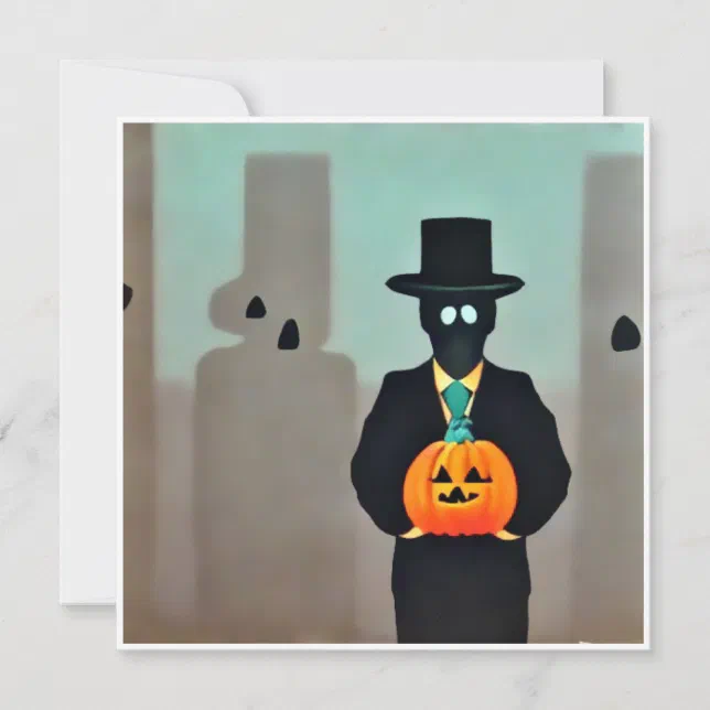 Elegant Halloween monster with pumpkin Card
