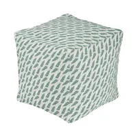 Green Leaves Botanical Watercolor Pattern Pouf