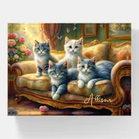 Cats on the sofa - cute scene in vintage look paperweight