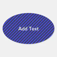 Black Blue Thin Diagonal Stripes Oval Sticker