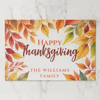 Watercolor Fall Leaves Thanksgiving Paper Placemat