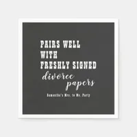 Pairs Well Divorce Paper Black Just Divorced Party Napkins