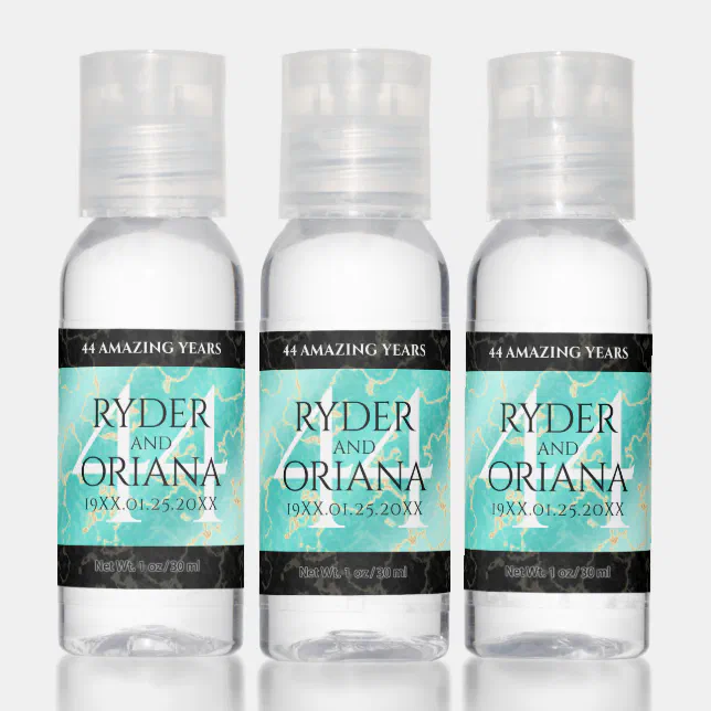 Elegant 44th Turquoise Wedding Anniversary Hand Sanitizer