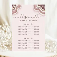 Rose Gold Blush Glitter Agate Service Price Menu