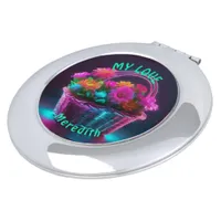 Monogram Brightly Colored Flowers in a Basket | Compact Mirror