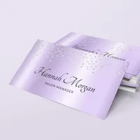 Elegant Pale Lavender Purple Ombre Silver Confetti Business Card