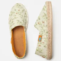 Botanical Leafy Pattern with Tiny Birds Espadrilles