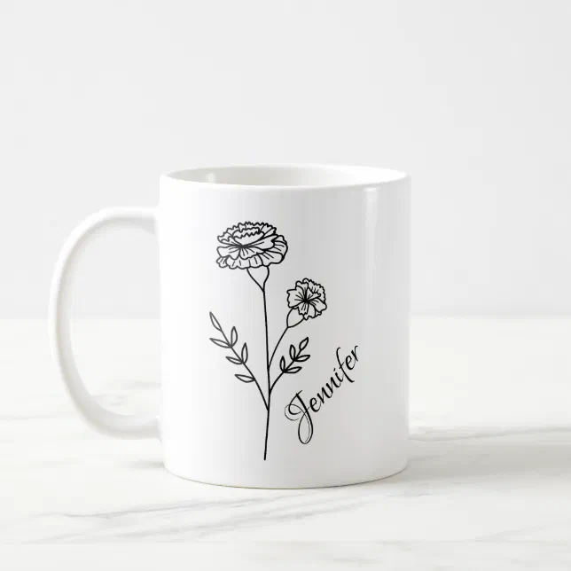 Personalized Birth Flower With Name - OCTOBER  Coffee Mug