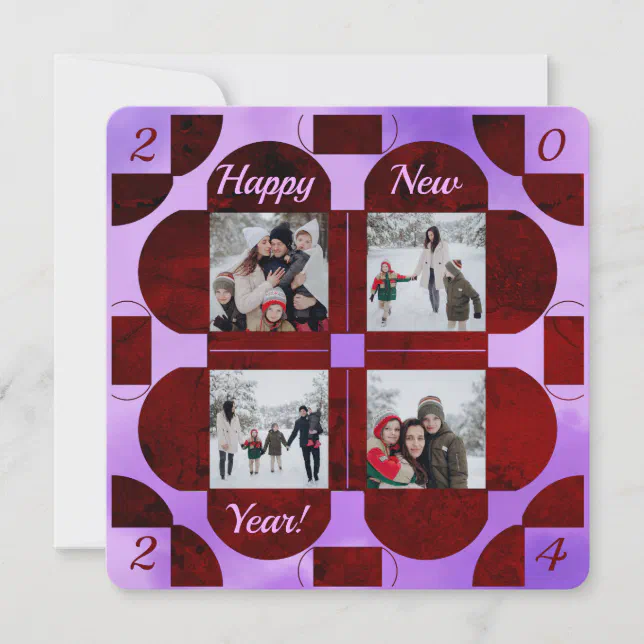 Geometric colorfu frames - 4 photos happy new year holiday card