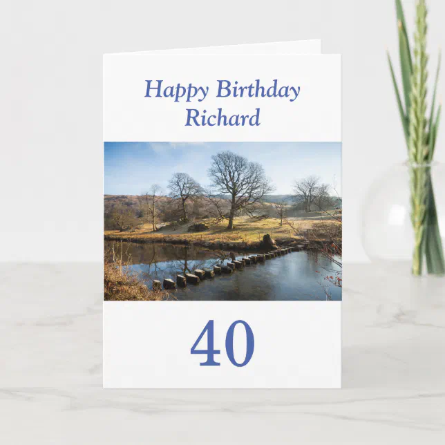 Calm Blue River Personalized 40th Birthday Card