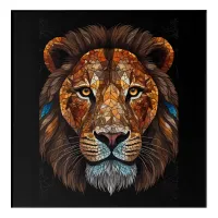 Lions head with mosaic stained glass effect acrylic print