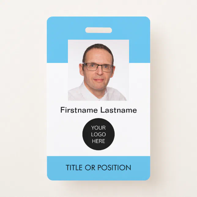 Light Sky Blue ID Photo Name Badge