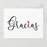 Black Red Heart Handwritten Calligraphy Gracias Postcard