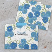 Ornate Hand-drawn Blue Flowers and Green Leaves File Folder