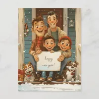 Gay Parents, Kids and Dogs Postcard