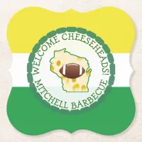 Gold and Green Football Wisconsin Colors Party Paper Coaster