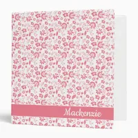 Girly Blush Pink Tropical Flowers 3 Ring Binder