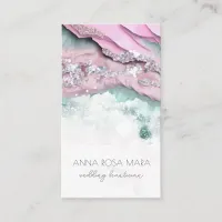 *~* PINK MINT QR Agate Glam Luxe AP66  Business Card