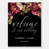 Bold Floral Welcome Wedding Photo Couple Sign