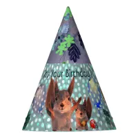 Squirrel Birthday Teal Blue Party Hat