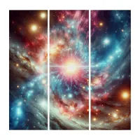 Colorful Stunning Galaxy | Triptych